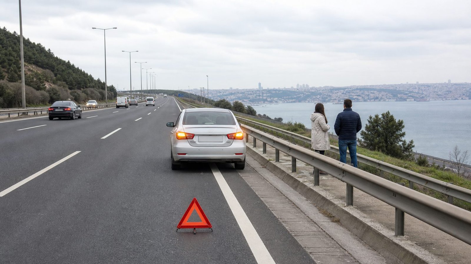 Ataşehir içeriği için sürücü, otomobil ve çekici hazırlığını gösteren Anadolu Yakası yol yardım fotoğrafı