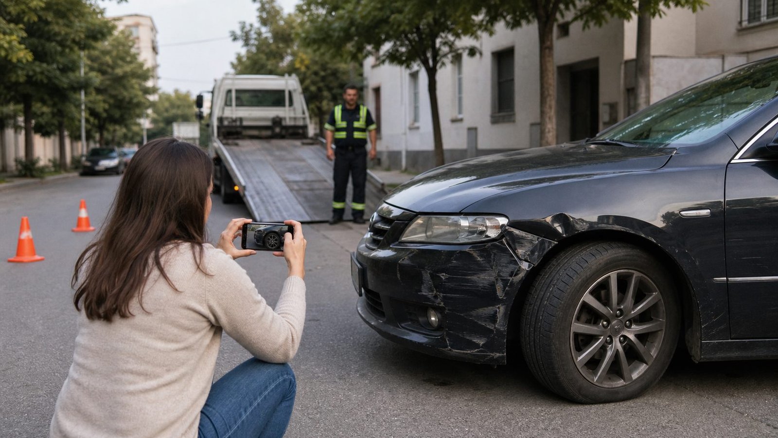 Beyoğlu içeriği için sürücü, otomobil ve çekici hazırlığını gösteren Avrupa Yakası yol yardım fotoğrafı
